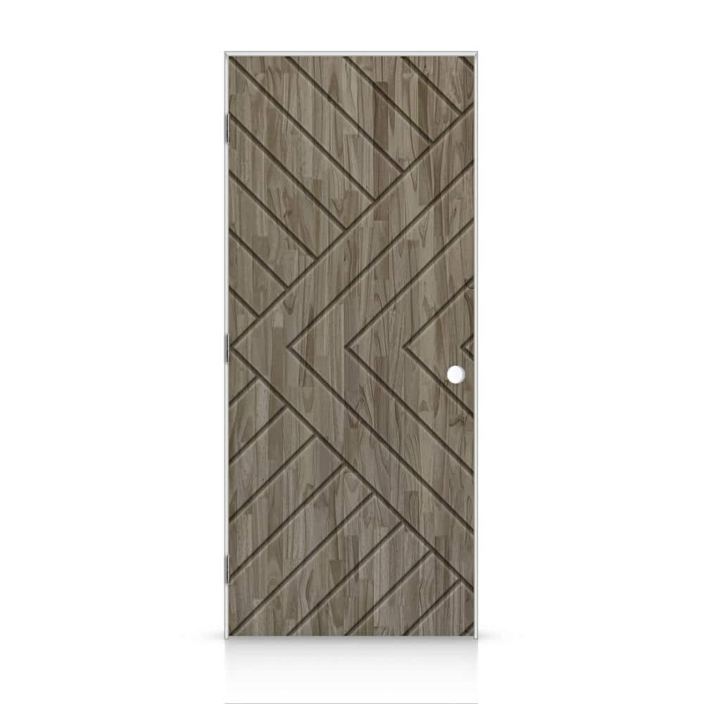 34 in. x 84 in. Chevron Arrow Right-Handed Hollow-Core Weather Gray-Stained Pine Wood Single Prehung Interior Door price history on PriceWatchPro