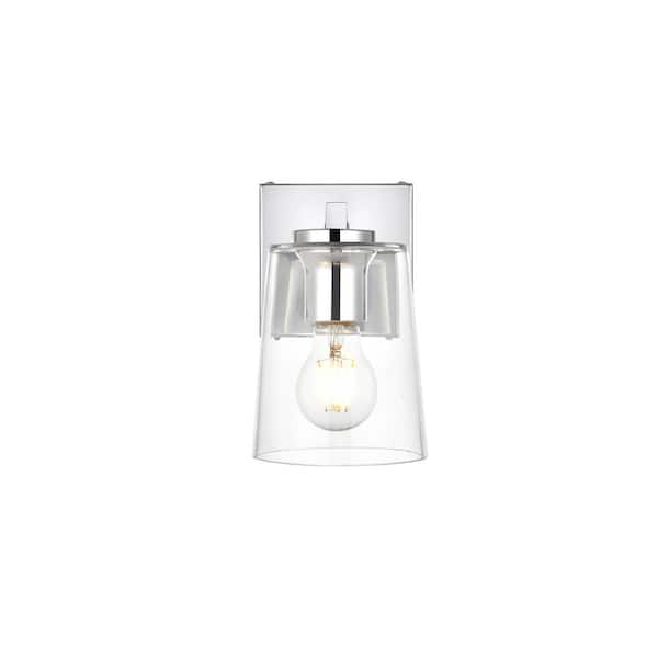Unbranded Simply Living 5 in. 1-Light Modern Chrome Vanity Light with Clear Bell Shade