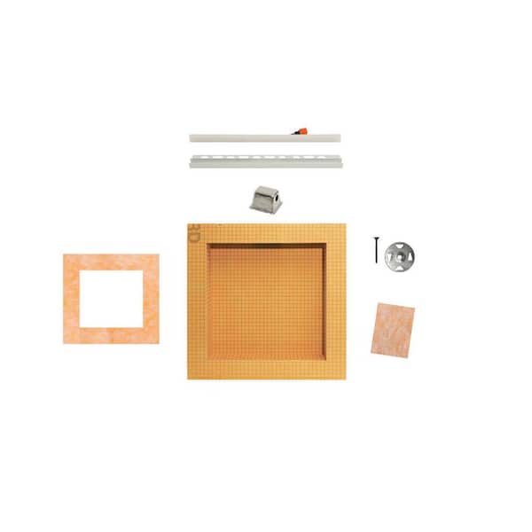Kerdi-Board-SNLT Shower Niche 12 in. x 12 in. with Frame and Warm White LED Light Floor Installation Kit for Accessory