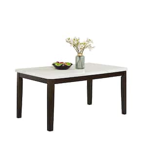 Aron White Faux Marble Top 38 in. With 4 Legs Dining Table Seating Capacity 6