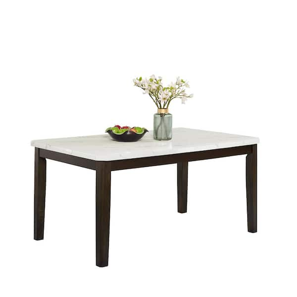 Best Quality Furniture Aron White Faux Marble Top 38 in. With 4 Legs ...