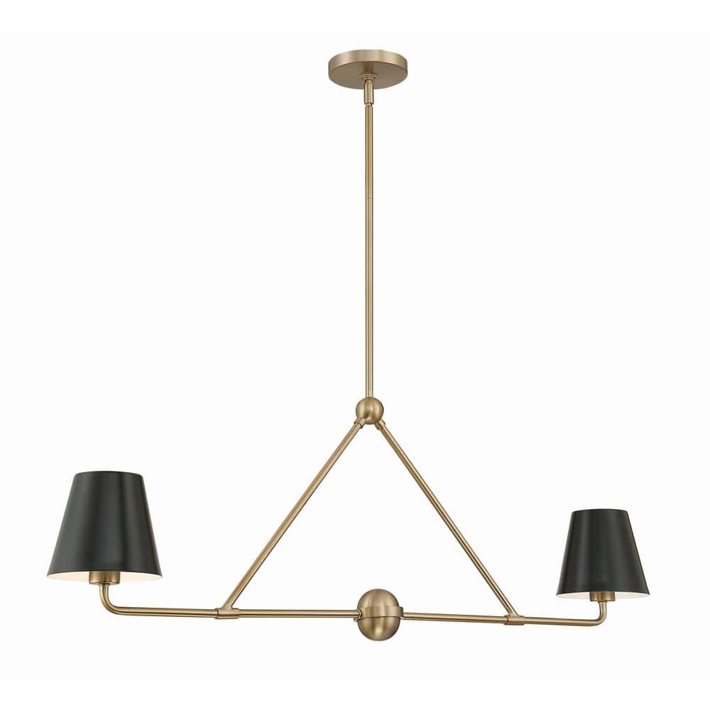 Xavier Gold and Black Steel 2-Light Chandelier