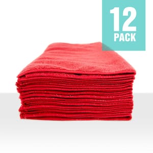 Microfiber Cleaning Cloths, 16in. x 16in., Red (12-Pack)