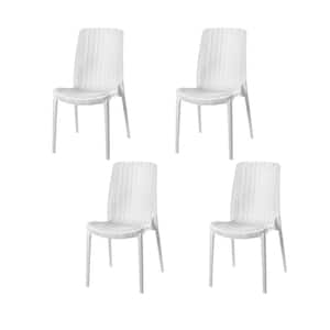 Rue White Stackable Rattan Outdoor Dining Chair (4-Pack)