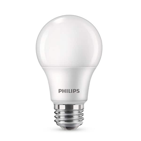 Pigment uafhængigt dæk Philips 60-Watt Equivalent A19 Non-Dimmable Energy Saving LED Light Bulb  Soft White (2700K) (4-Pack) 461129 - The Home Depot