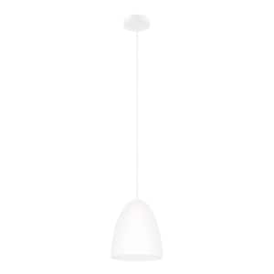 Sarabia 7.5 in. W x 9 in. H 1-Light Structured White Pendant Light with Metal Shade