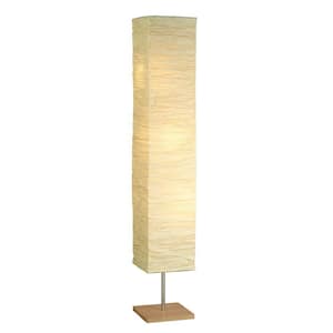 Dune 58 in. Satin Steel/Natural Wood Floor Lamp