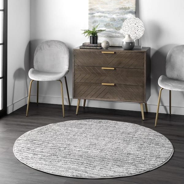 Sherill Modern Ripples Gray 8 ft. Round Rug