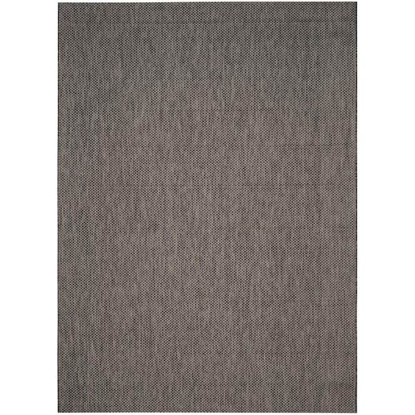 Courtyard Black/Beige 10 ft. x 14 ft. Solid Color Distressed Indoor/Outdoor Area Rug