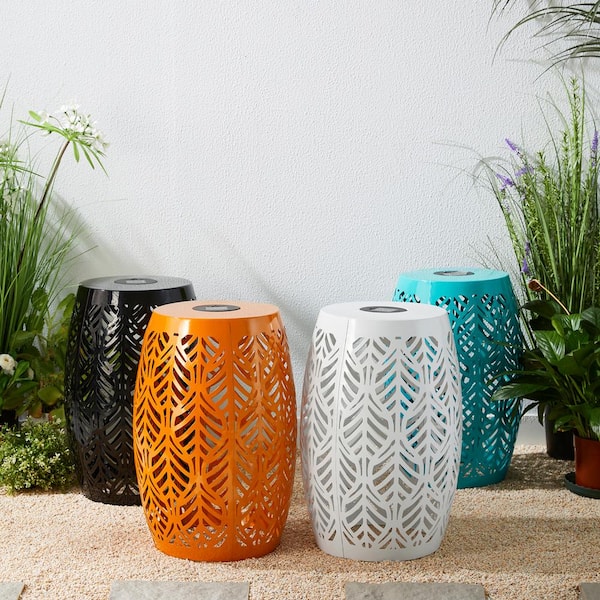 Led Metal Planters Glitzhome Garden Stool With Solar Powered Light