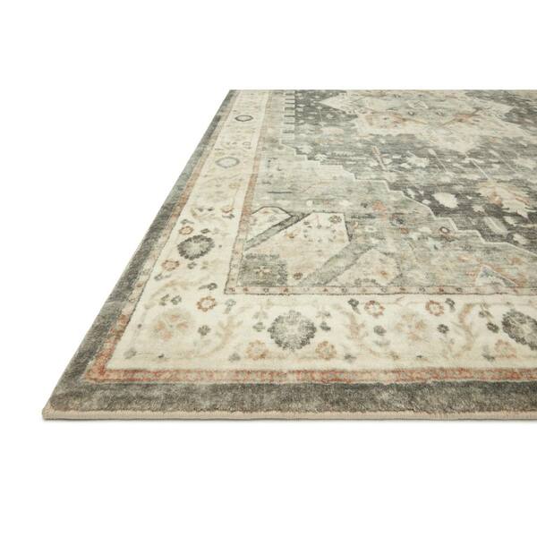Rosette Slate/Ivory 3 ft. 3 in. x 5 ft. 3 in. Shabby-Chic Plush Cloud Pile Area Rug