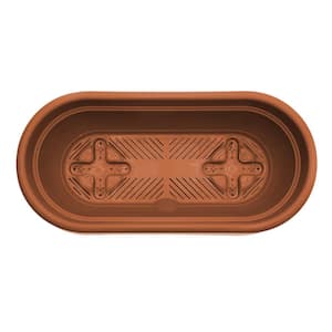 Lucca 19 in. Terra Cotta Plastic Self-Watering Window Box with Saucer