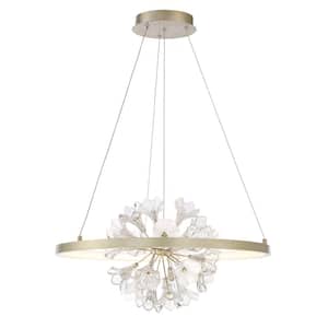 Clayton Integrated LED Silver with Brushed Gold Chandelier with Glass Shade