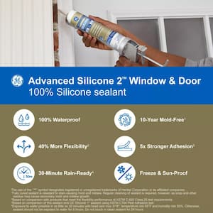 Advanced Silicone 2 Caulk 10.1 oz Window and Door Sealant Almond (12-pack)