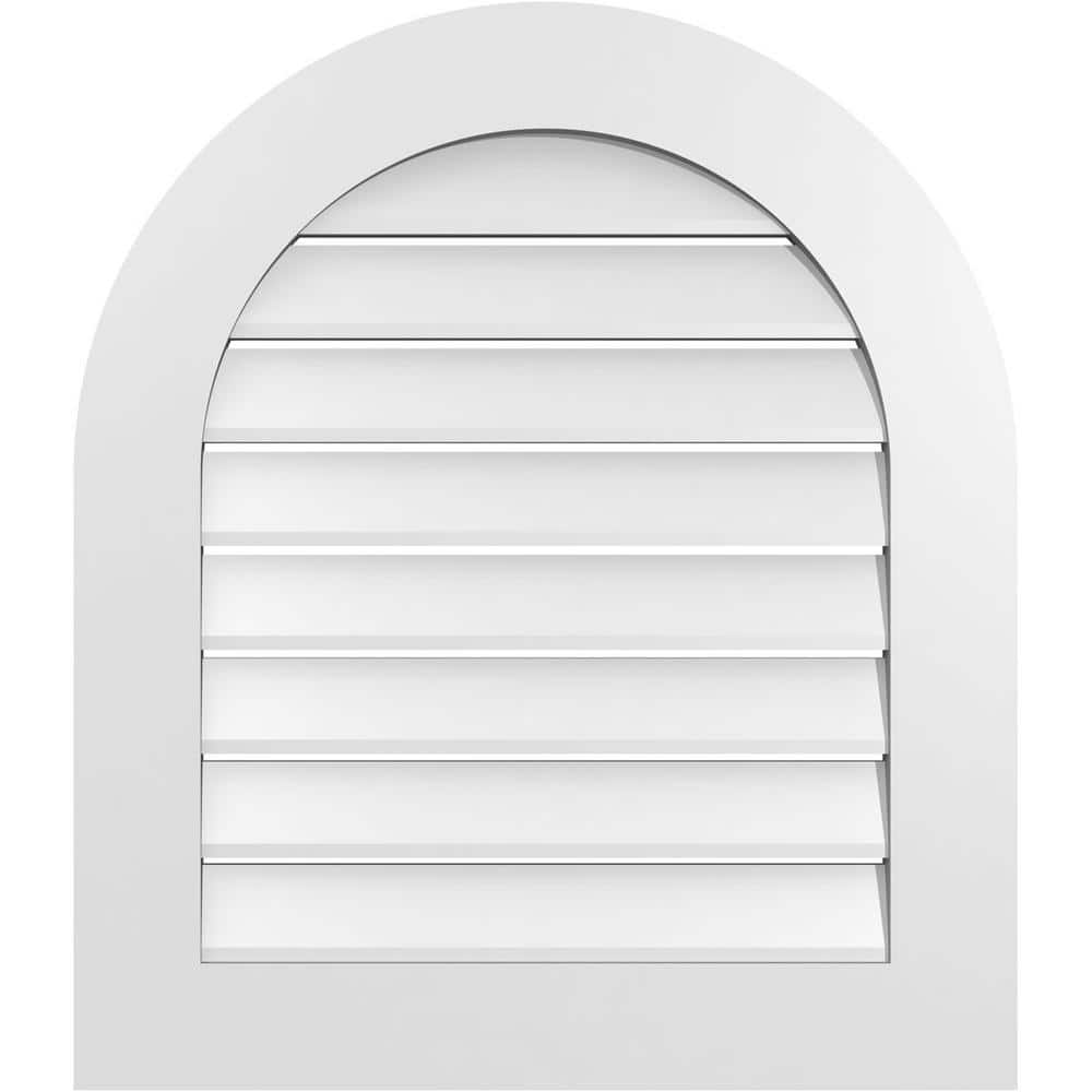 26 in. x 30 in. Round Top White PVC Paintable Gable Louver Vent Functional price history on PriceWatchPro