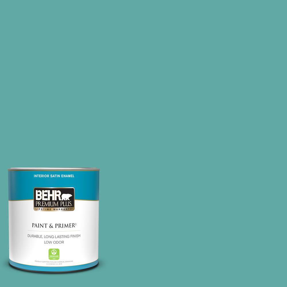 BEHR PREMIUM PLUS 1 qt. 500D5 Teal Zeal Satin Enamel Low Odor