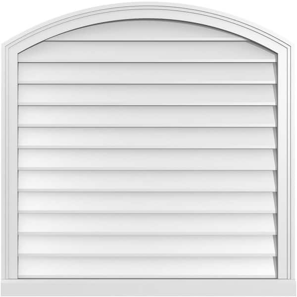 Ekena Millwork 36 in. x 36 in. Arch Top Surface Mount PVC Gable Vent: Functional with Brickmould Sill Frame
