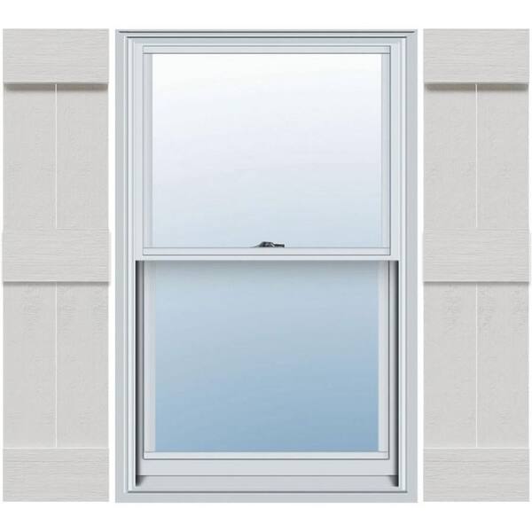 Ekena Millwork 10-3/4 in. x 80 in. Polyurethane Rustic 2-Board Joined Board and Batten Shutters Faux Wood with End Batten Pair