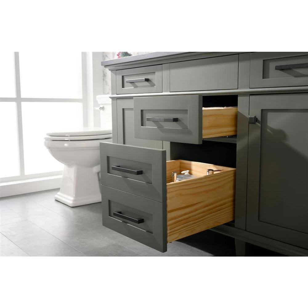 Pewter Green 54" Double Sink Vanity with Blue Lime Stone Top