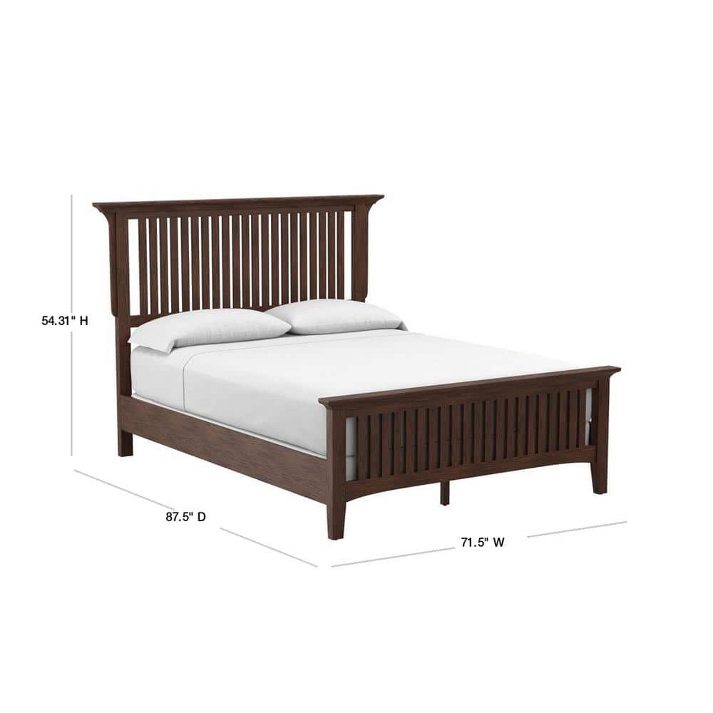 Vintage Oak Queen Mission Style Bed with Wood Frame