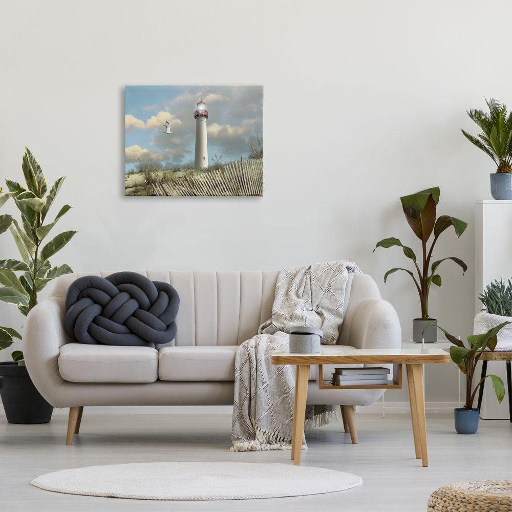 Cape May Lighthouse and Seagull Coastal Canvas Wall Art, 24 x 30