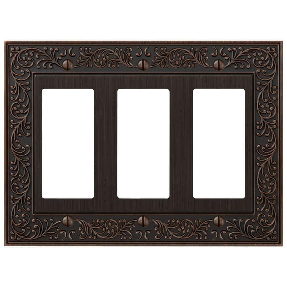 Aged Bronze Triple Rocker Cast Metal Wallplate
