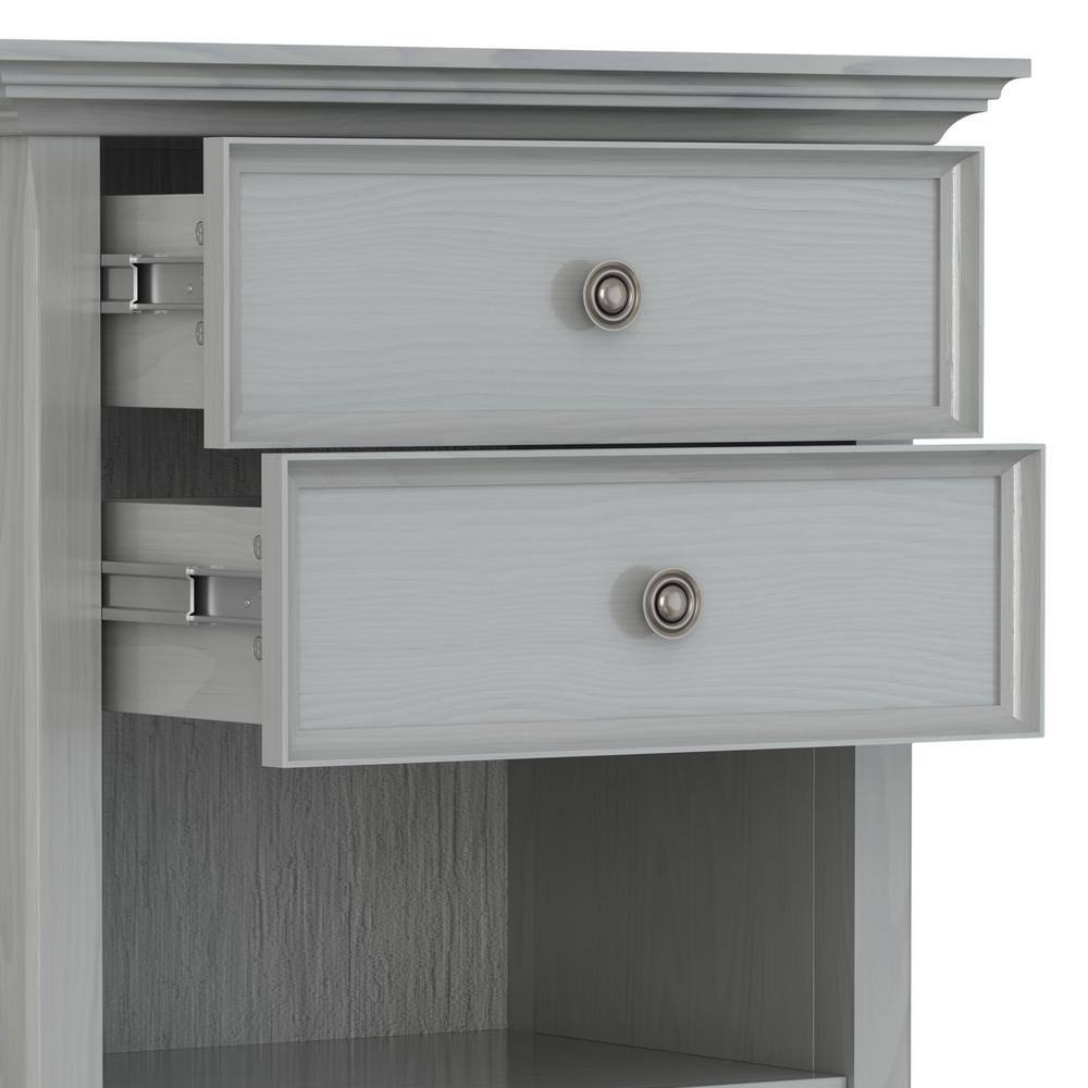 Fog Grey Solid Wood 2-Drawer Bedside Table