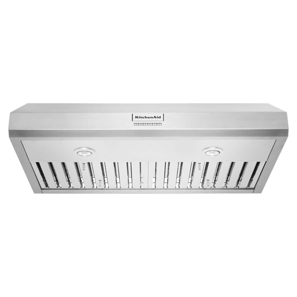 KitchenAid 36 in. 585 CFM Motor Class Commercial-Style Under-Cabinet Range Hood System with light in Stainless Steel, Silver
