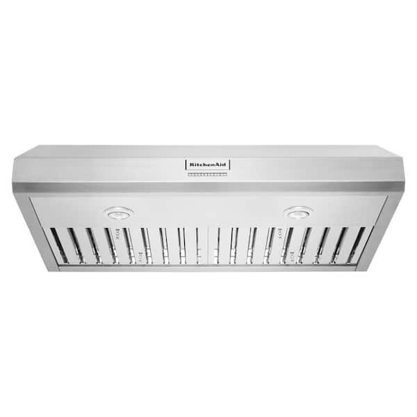 KitchenAid 36 in. 585 CFM Motor Class Commercial-Style Under-Cabinet Range Hood System with light in Stainless Steel