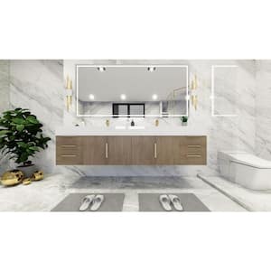 Bethany 84 in. W x 20 in. D x 22 in. H Double Sink Floating Bath Vanity in Light Oak with White Acrylic Top