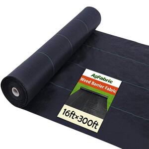 16 ft. x 300 ft. Heavy-Duty Polypropylene Material Ground Cover Weed Block Fabric Vegetable Flower Raised Bed