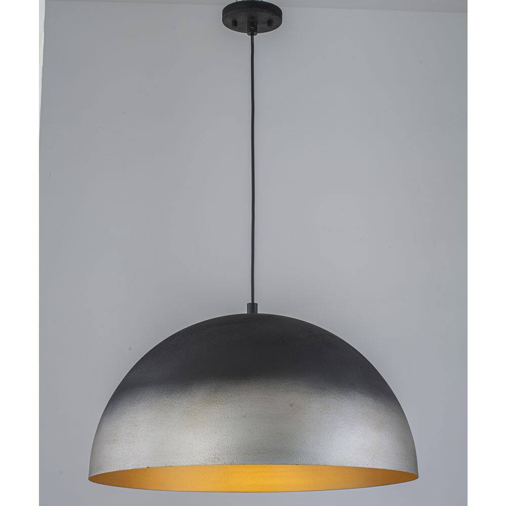 24 in. 1-Light Black Pendant Light with Dome Metal Shade for Kitchen Island, Dining Room, Living Room price history on PriceWatchPro