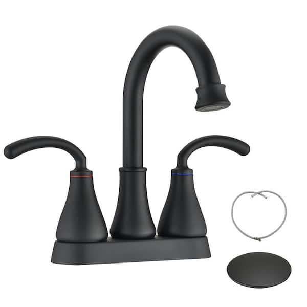 Aosspy 4 in. Centerset Double Handle Bathroom Faucet in Matte Black