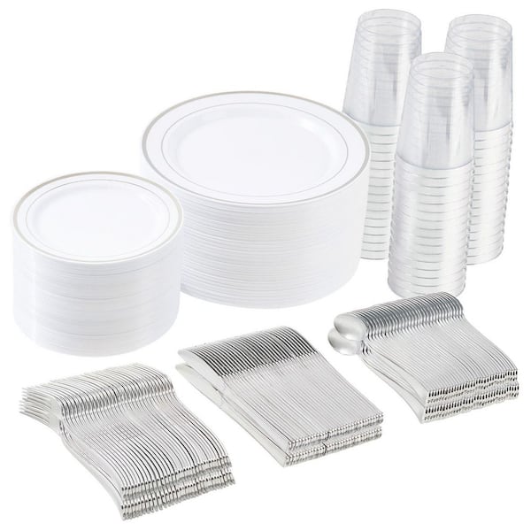 Gold/Silver Plastic Tableware Set-350-Piece Gatherings of 50+People