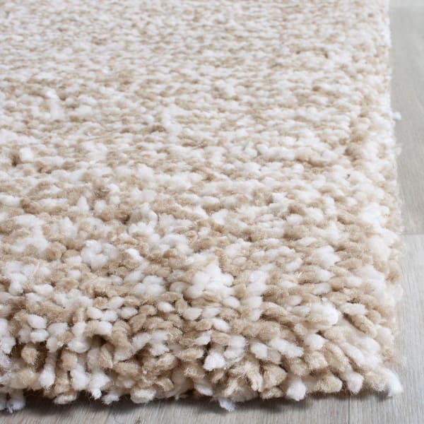 SAFAVIEH Supreme Shag Collection 3' x 5' Beige SGS621C Handmade Solid  1.5-inch Thick Area Rug