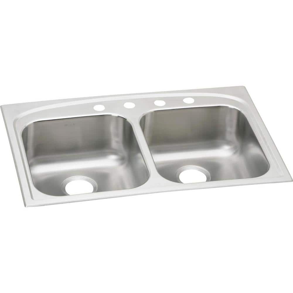 Elkay 33-Inch Satin Stainless Steel Double Bowl Drop-In Sink