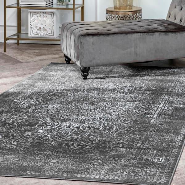 nuLOOM Transitional Persian Delores Dark Gray Doormat 3 ft. x 5 ft. Accent Rug