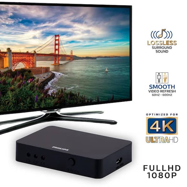 Philips 3-Device 4K HDMI 2.0 Switch, 3 to 1 HDMI Connection SWV9283A/27 -  The Home Depot