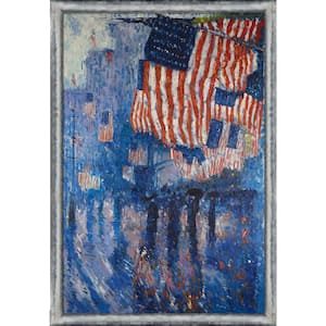 The Avenue in Rain by Childe Hassam Piccino Luminoso Silver Framed Abstract Oil Painting Art Print 26.5 in. x 38.5 in.