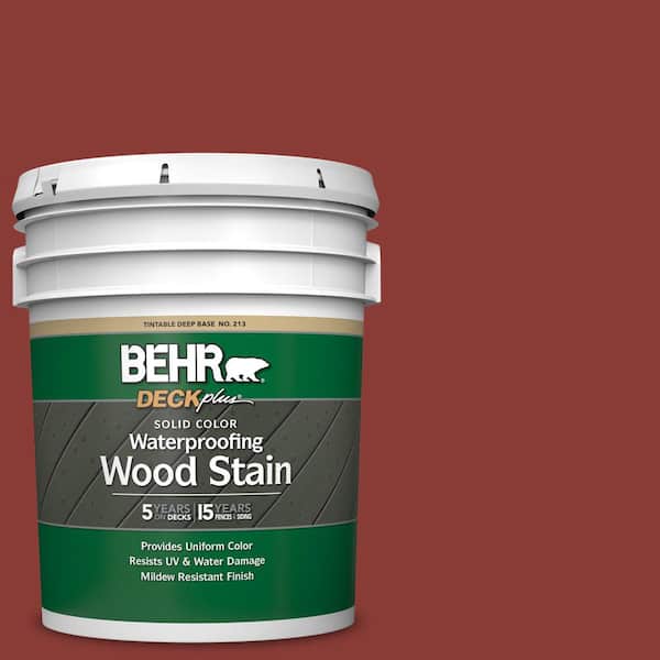 BEHR DECKplus 5 gal. #PPF-30 Deep Terra Cotta Solid Color Waterproofing Exterior Wood Stain