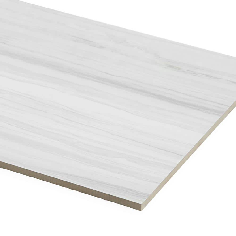 Luminus White Polished Marble Look Large Format Porcelain Tile