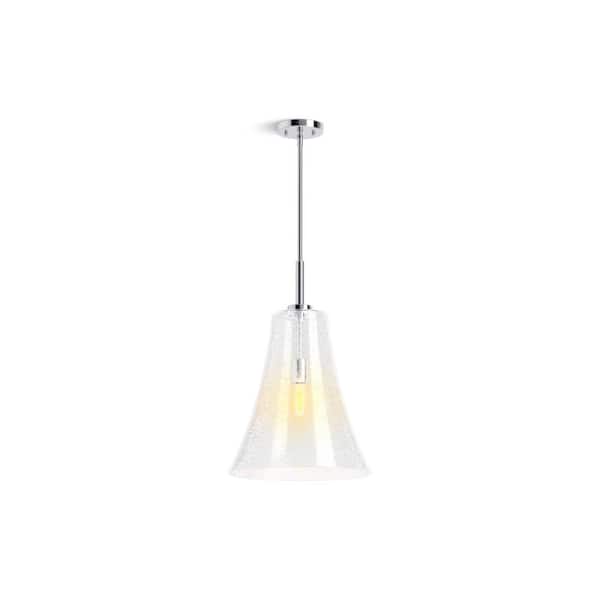 KOHLER Simplice 14 in. 1-Light Polished Chrome Shaded Pendant