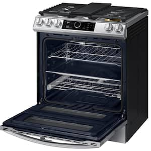 30 in. 6 cu. ft. Flex Duo Slide-in Gas Range with Smart Dial and Air Fry in Fingerprint Resistant Stainless Steel