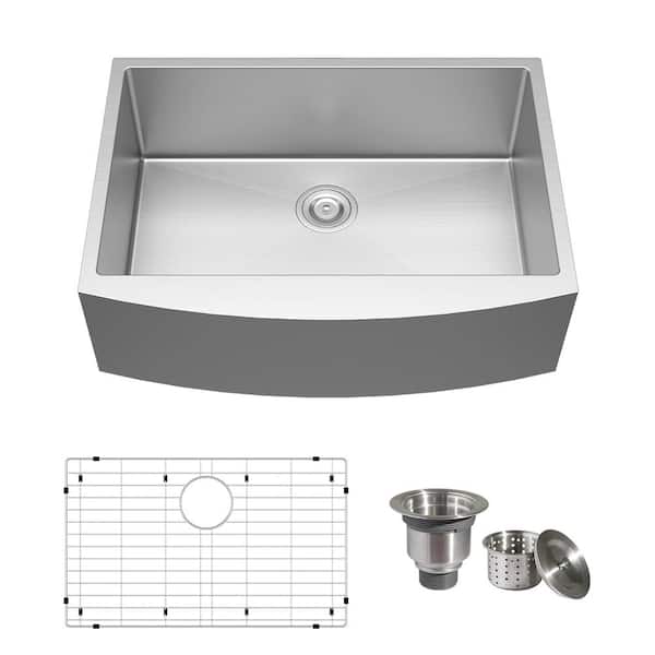 TECASA PWS201 30 in. Drop-In/Undermount Single Bowl 16-Gauge Stainless Steel Kitchen Sink and Bottom Grid Included
