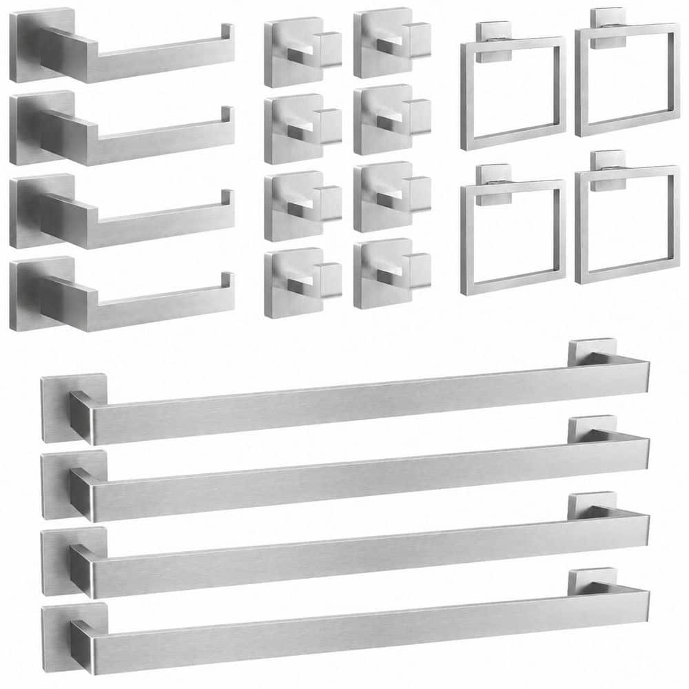20-Piece Brushed Nickel Bathroom Hardware Set with 24 Inch Towel Bars and Stainless Steel Wall Mounted Rack price history on PriceWatchPro