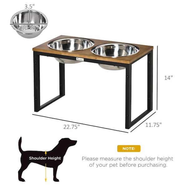 PawHut Elevated Dog Bowls with Stand, Raised Dog Feeder for Large