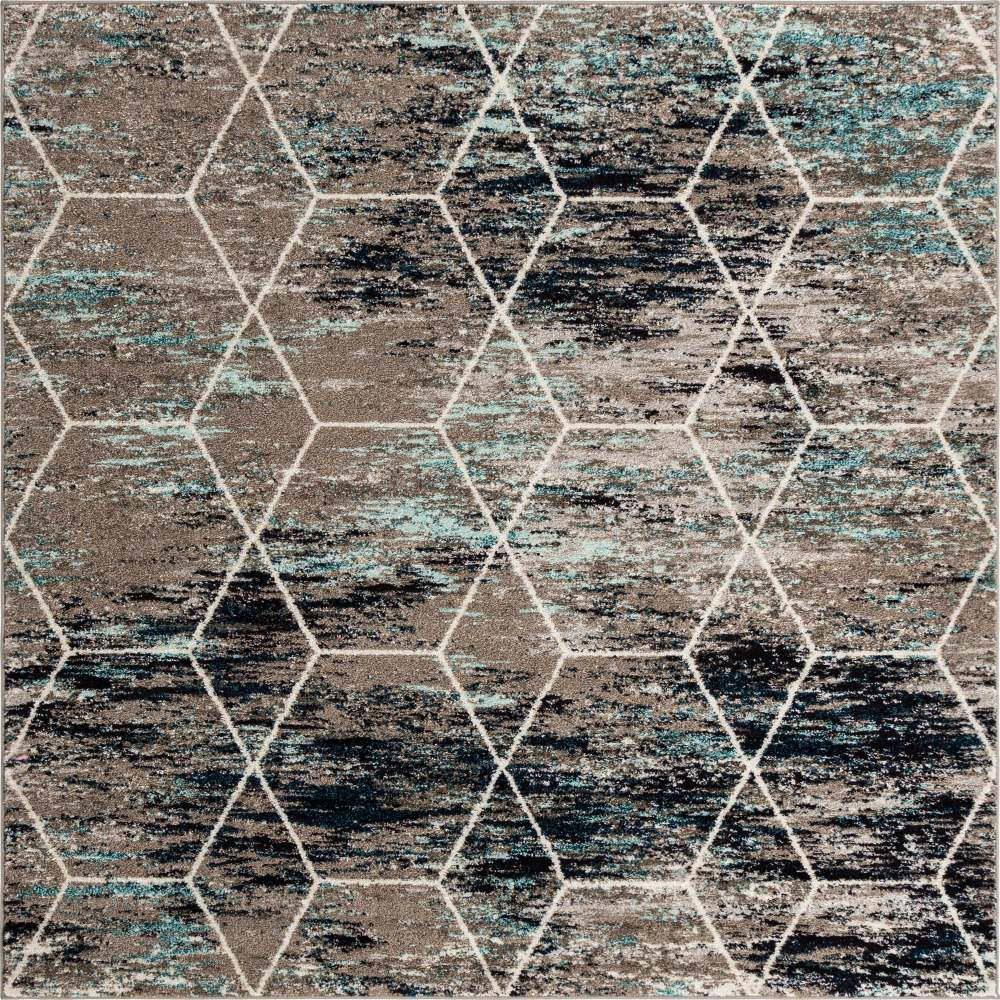 Trellis Frieze Geometric Blue Multi 7 ft. x 7 ft. Area Rug price history on PriceWatchPro