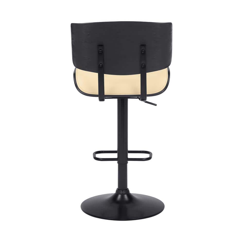 Mid-Century Modern Cream & Black Swivel Adjustable Barstool
