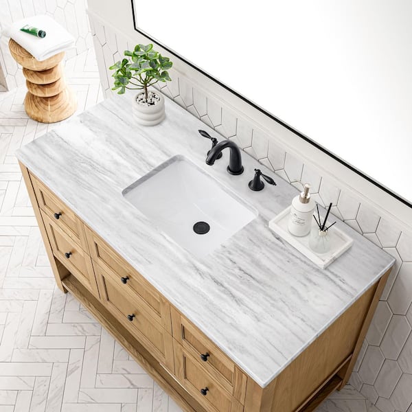 James Martin Vanities 48 in. W x 23.5 in. D Single Basin Vanity Solid Surface Top in Arctic Fall with White Basin
