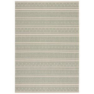 Rugs Beyond PVC Hand Woven Indoor/Outdoor Rug Stripes Green/White 